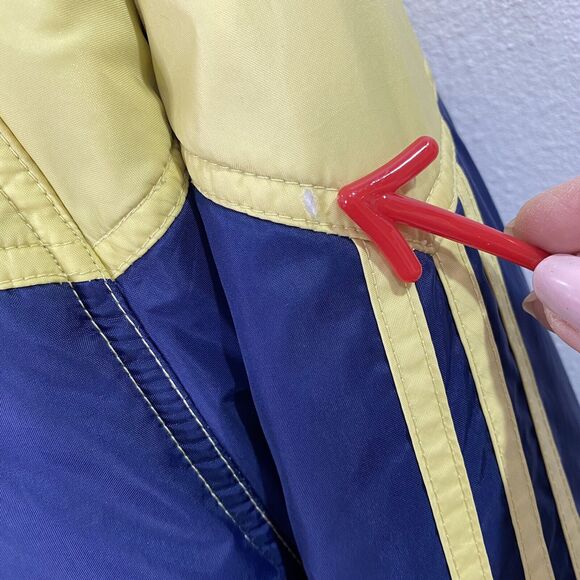Adidas Reversible Jacket Coat Size Large Navy Blue And Yellow 90s Fleece/Nylon - Picture 10 of 12